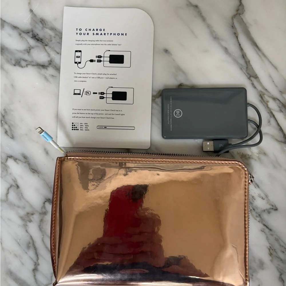 Rose Gold Metallic Clutch with Charger